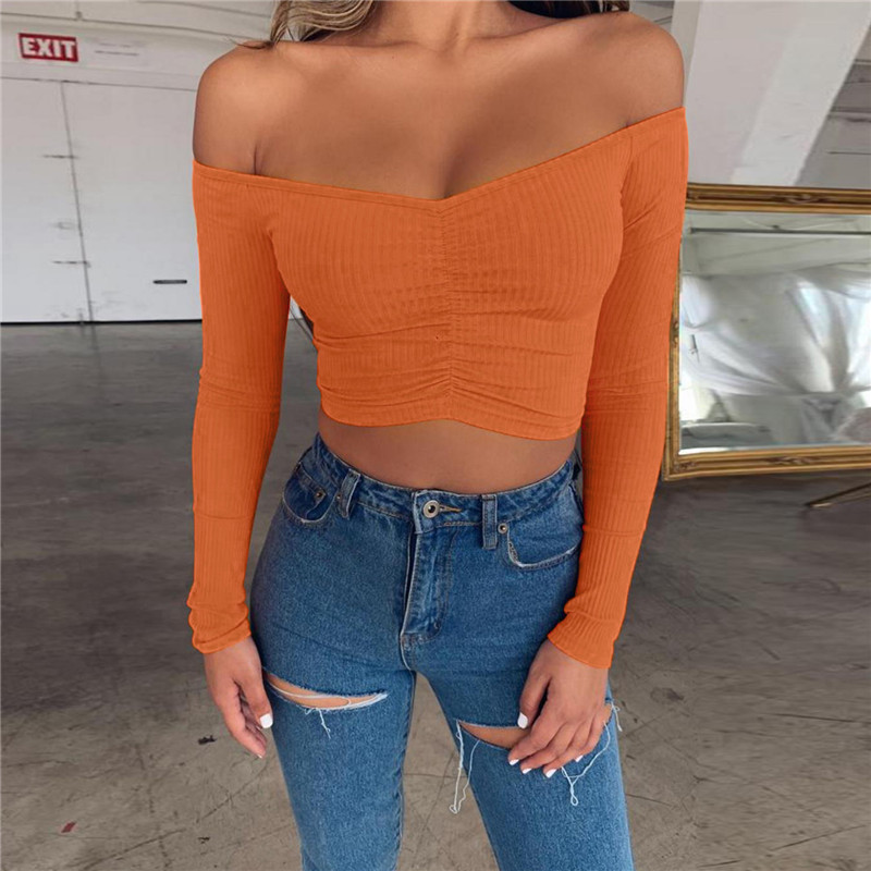 Sexy Solid Color Cotton Long Sleeve Regular Sleeve Backless T-shirt display picture 3