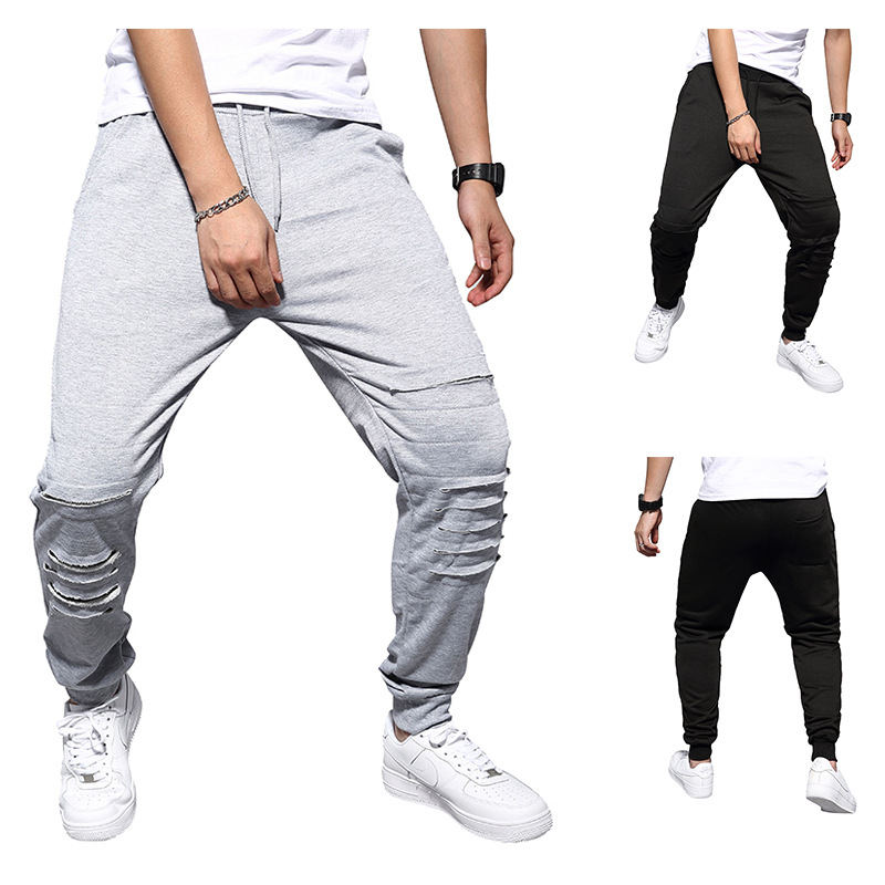 autumn solid color elastic sports trousers for leisure