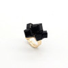 Retro ethnic black adjustable ring, accessory, European style, ethnic style, with gem, flowered, Korean style, wholesale