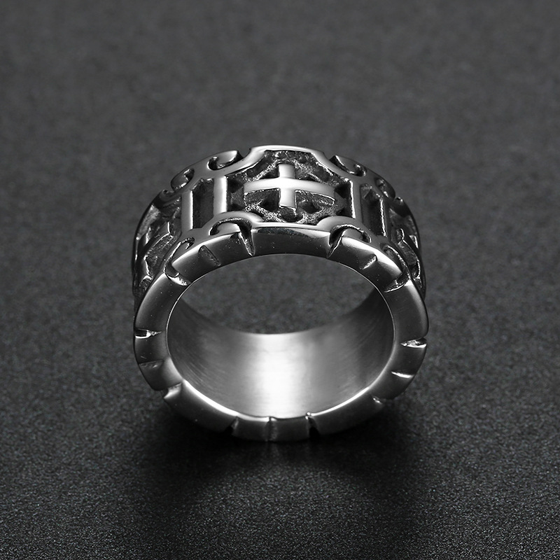 15, 4 Ring Size Hip-Hop Punk Cross 304 Stainless Steel Men'S Rings