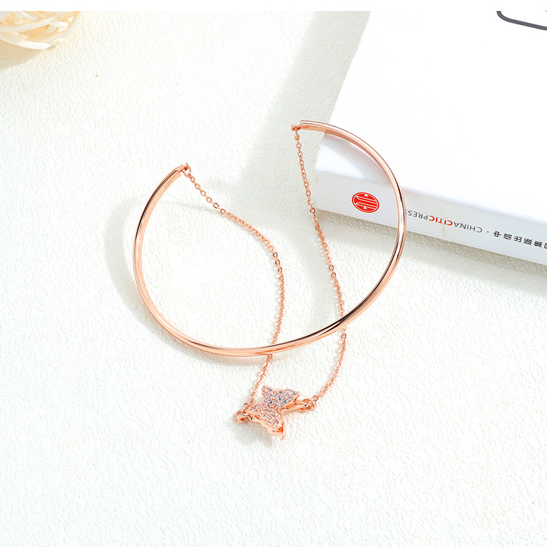 New Fashion Copper Diamond Butterfly Bracelet display picture 5