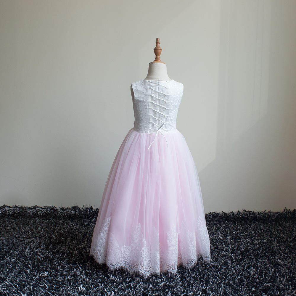 Mouwloze kanten jurk voor meisjes, pofjurk in prinsessenstijl voor verjaardagen en bruiloften, kinderkleding 3-7 jaar【Voorverkoop | Verzending binnen 15 dagen】_voghion.com