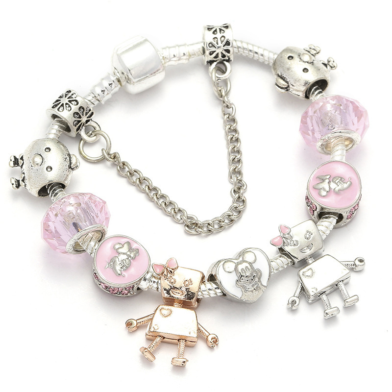 2019 new Panjia style DIY little Bella flower fairy robot heart-shaped string ornaments ladies bracelet factory direct sales