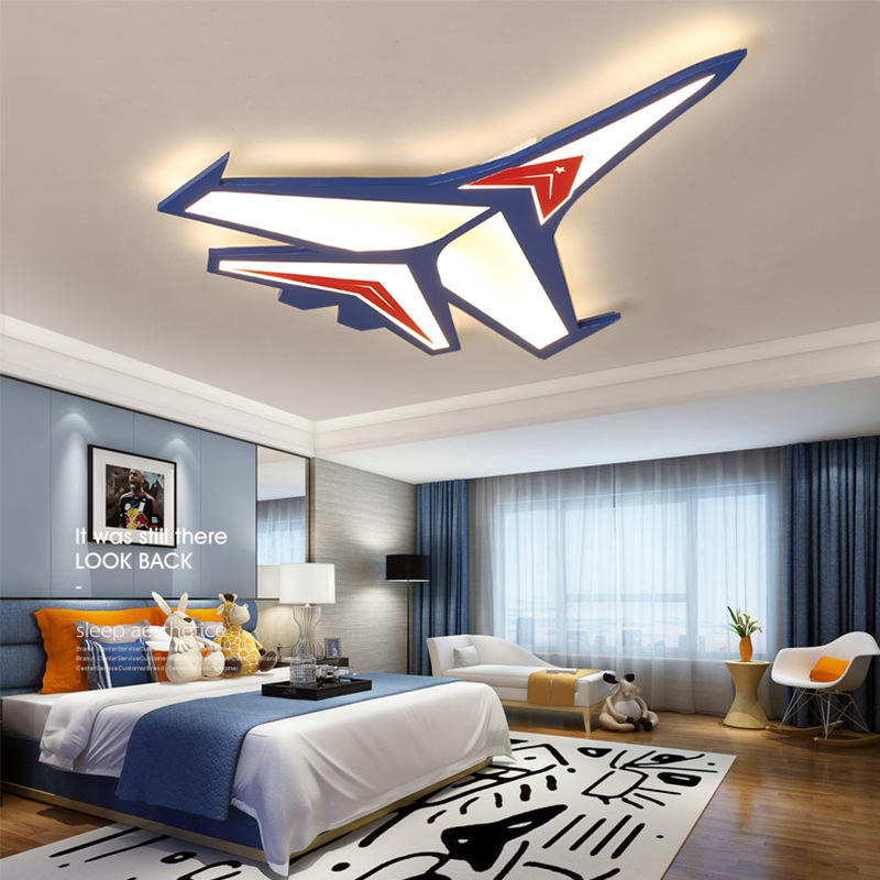 儿童房灯男孩创意卡通飞机led吸顶灯幼儿园小孩房间护眼卧室灯具