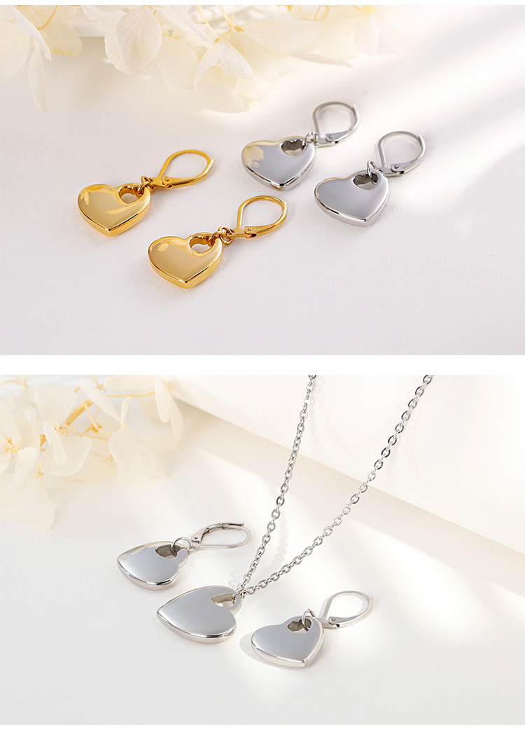 fashion hollow heart-shaped necklace earrings set wholesale Nihaojewelry