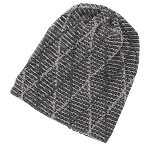 M1021 rhombus mesh mixed color pullover hat for men and women in autumn and winter plus velvet warm ear protection and cold protection woolen pile hat
