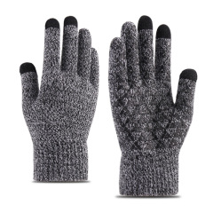 Manufacturer wholesale knitted touch screen gloves for men and women couples winter plus velvet thickened wool warm anti-slip gloves