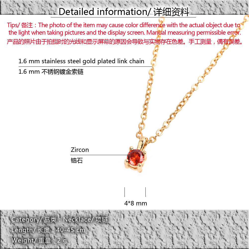 Geometric Square Six-prong Color Zircon Pendant Necklace display picture 1