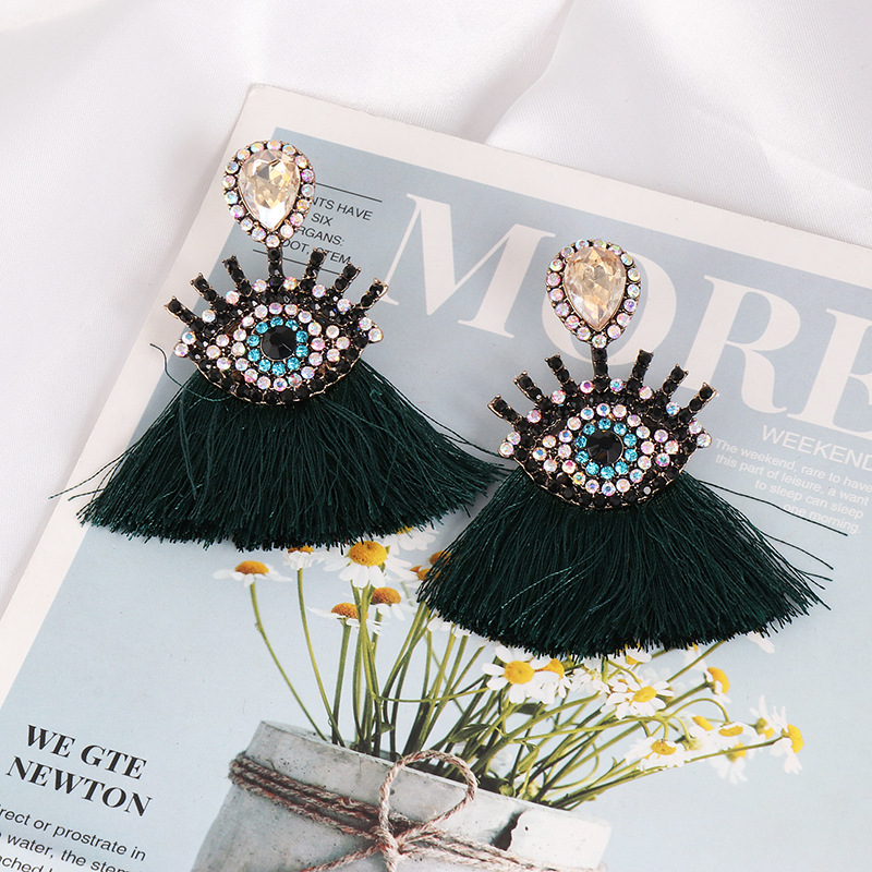 Fashion Vintage Diamond Eye Tassel Earrings display picture 15