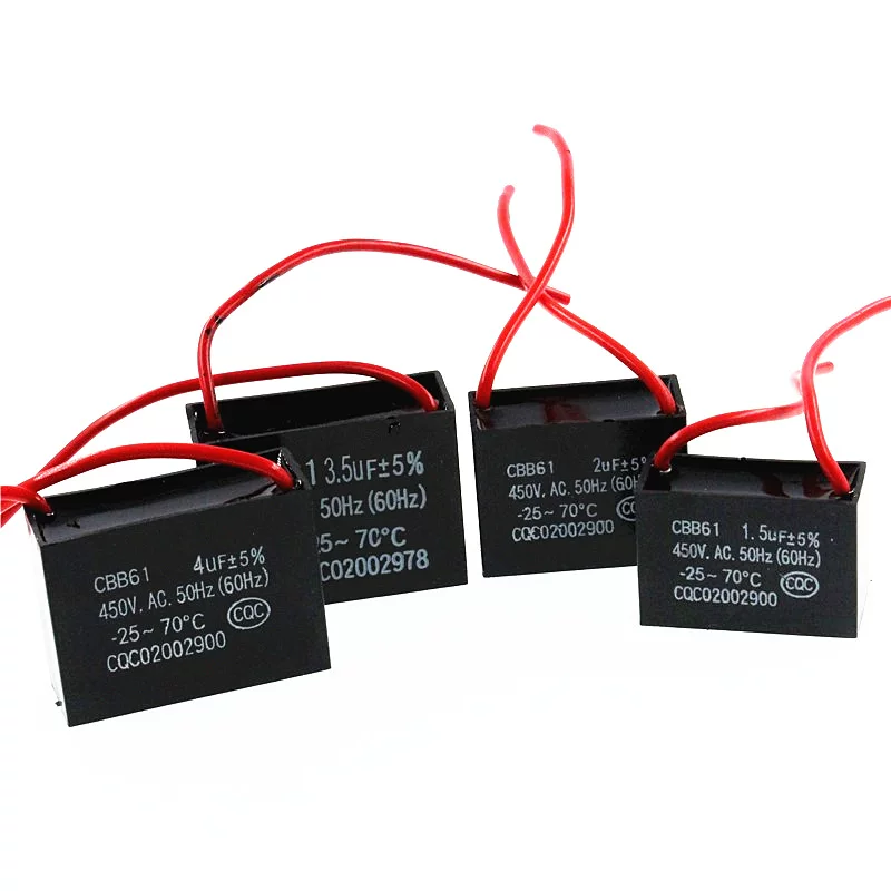 Капацитор запуска CBB61 450V AC 1μF/1.5μF/2μF/3.5μF/4μF/5μF/7μF/8μF