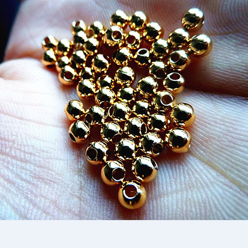 diy金珠饰品配件  4mm光面小金珠隔珠 18K镀金不褪色转运珠批发|ru