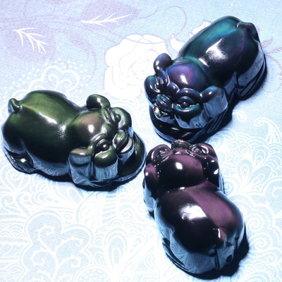 natural Obsidian Piggy Obsidian Year of the Pig Pendant Manufactor Direct selling Year of fate Piggy Pendant Pendant