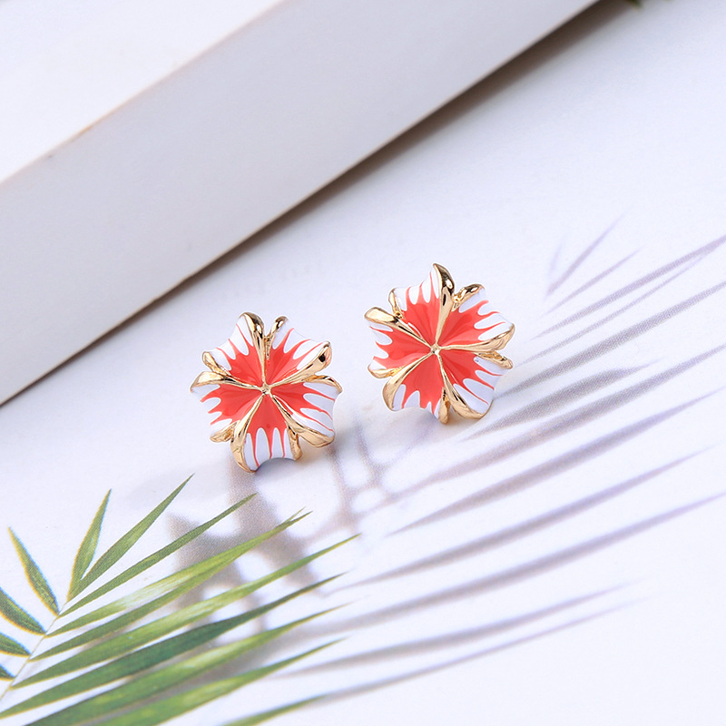 S925 Silver Pin Earrings Fashion Enamel Glaze Earrings Girl Cute Macarons Flower Earrings display picture 5