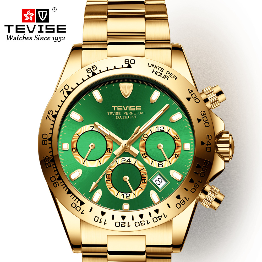 瑞士TEVISE特威斯休闲多功能男士手表防水六针全自动机械手表|ru