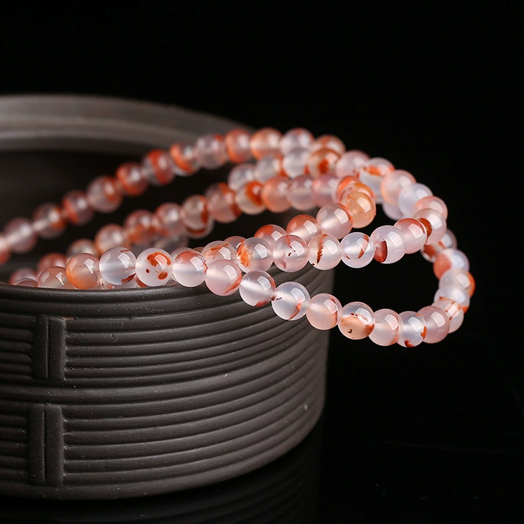 Rosary with round beads, organic agate bracelet