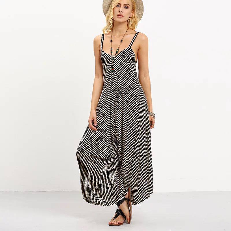 Casual Fashion Stripe Cotton Full Length Casual Pants Jumpsuits display picture 5