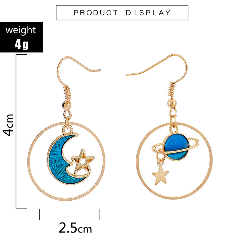 Simple Personality Earth Moon Stars Earrings display picture 1