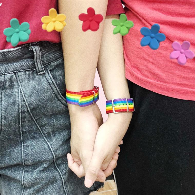 10g Weight Simple Style Rainbow Textile Unisex Wristband
