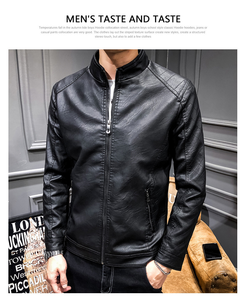 Men Faux Leather Jacket Motorcycle Men's Jackets Black