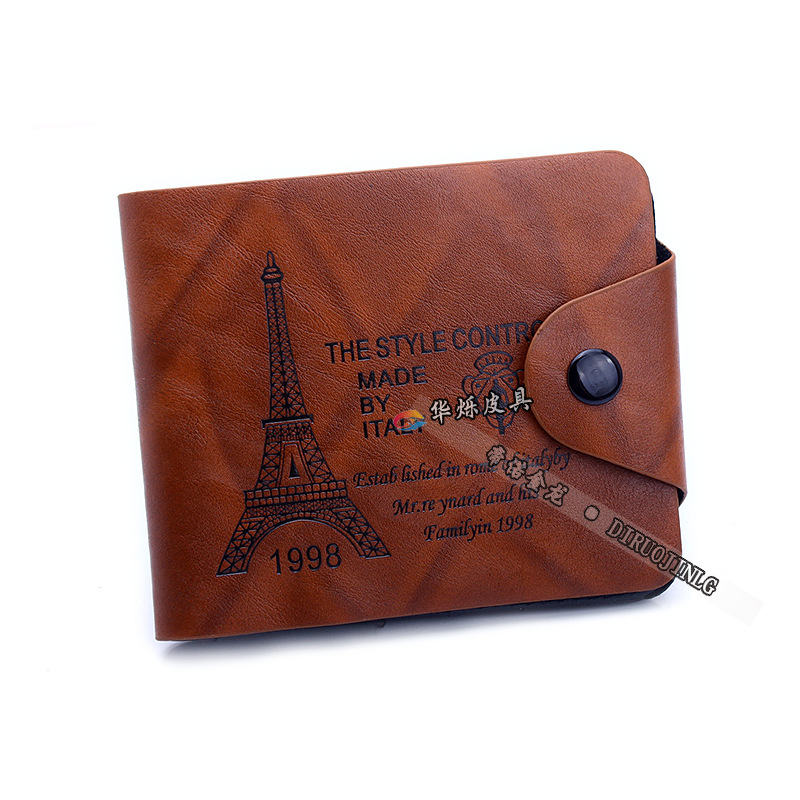 monolayer Snaps Cross section man wallet PU Faux leather ticket holder have cash less than that is registered in the accounts Men's bag Multi-bit cards Promotion gift wallet