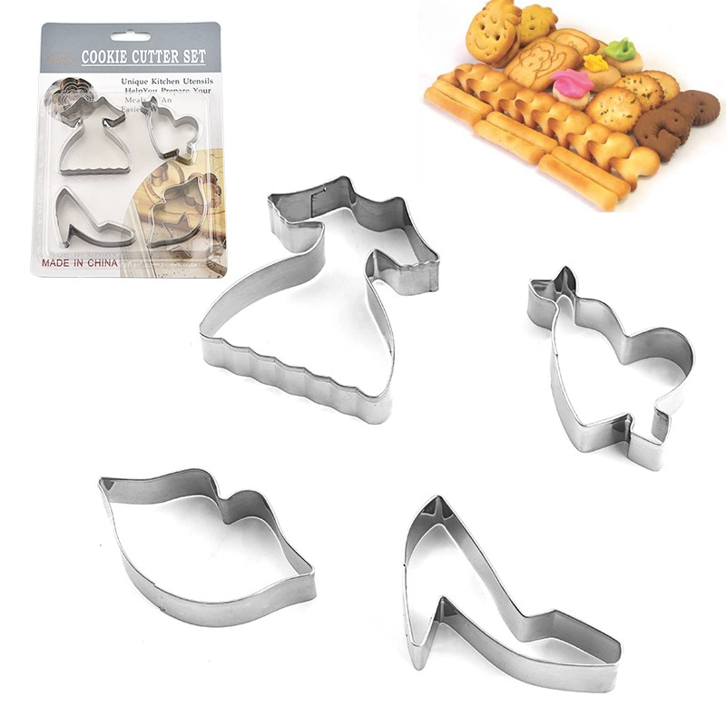 Compact mold stainless steel, set, 4 pieces