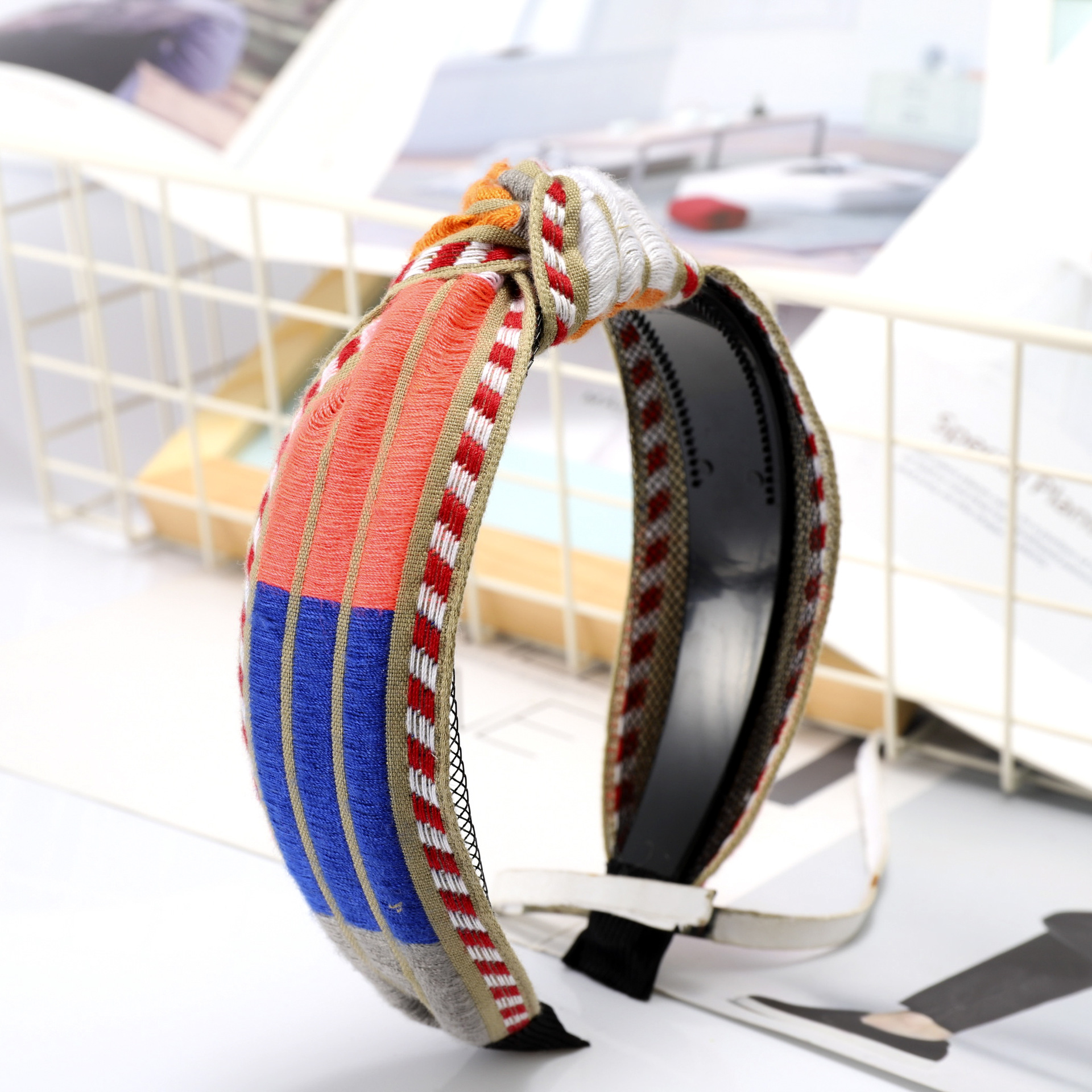 Korea  Simple  Pearl Lattice Bow Hair Band display picture 1