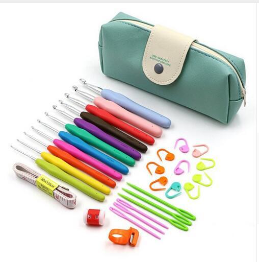 High-end Knitting tools suit soft handle crochet suit TPR soft handle aluminum crochet freely match all kinds