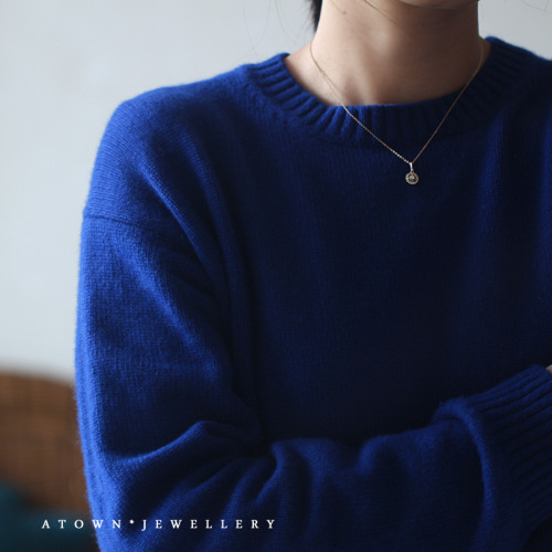 Destiny Compass 925 sterling silver plated 14K gold necklace small zirconium diamond mini retro disc pendant Japanese hanging pendant