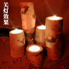 Nordic Style Tree Trunk Decorative Accent Birch Wood Candlestick Accent Candlestick Desk Floor Party Wedding Prop