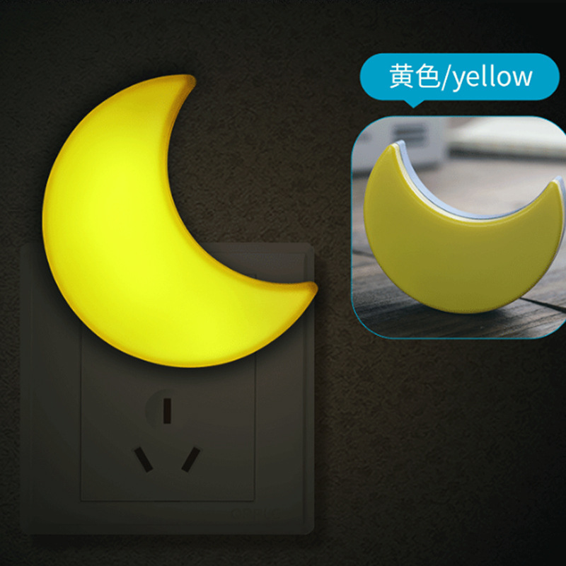 月亮小夜灯 LED节能小夜灯宝宝安睡灯卧室楼道黄光暖光灯光控感应|ru