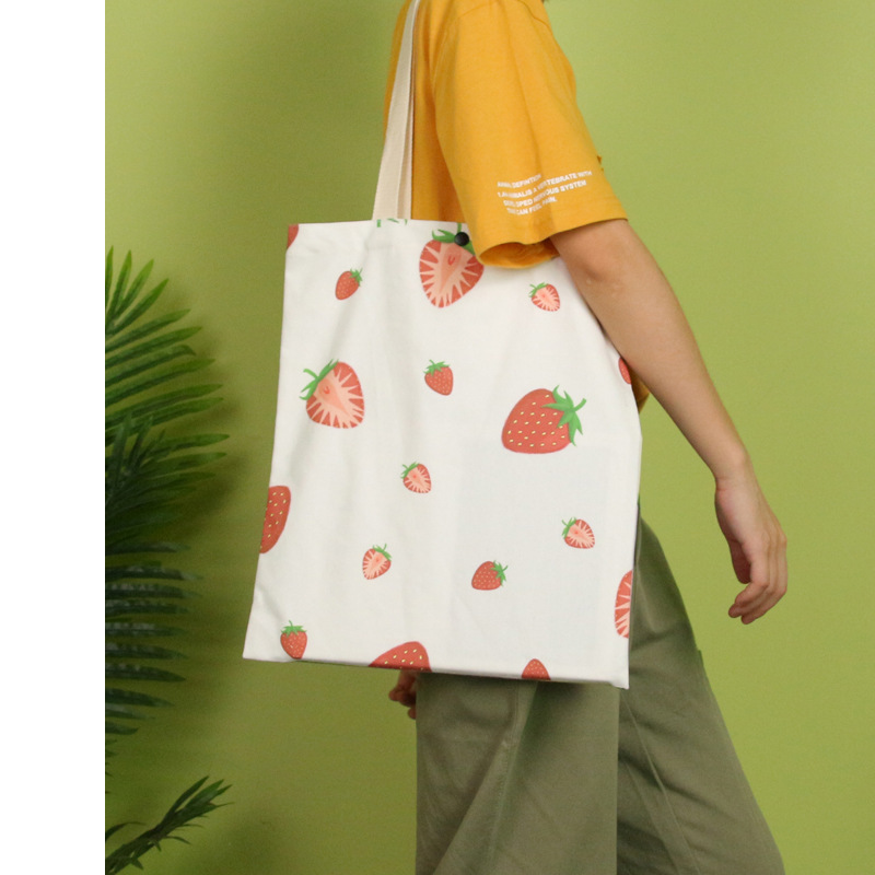 帆布包女单肩水果包包女2019新款日系帆布袋ins学生简约棉帆布袋