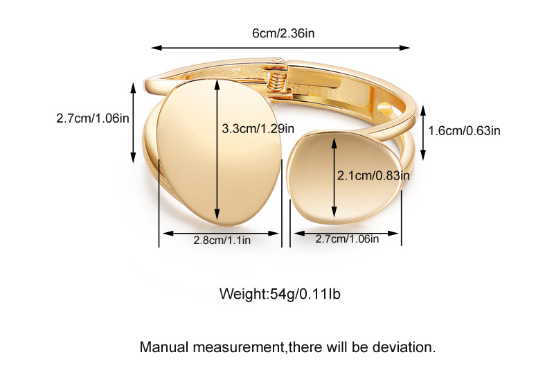 Hollow Asymmetrical Oval Alloy Open Bracelet
