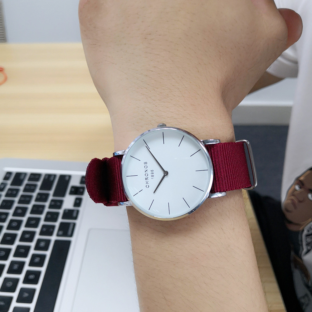 Chronos Quartz Watch For Men, Stylish Simple Nylon Strap Design_voghion.com