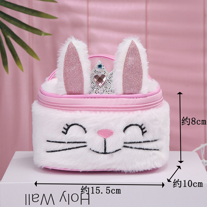 Wholesale of large-capacity cosmetic bags for cats and rabbits in foreign trade, pu leather cute hand-held bags, and storage bags for girls and children detail image 4