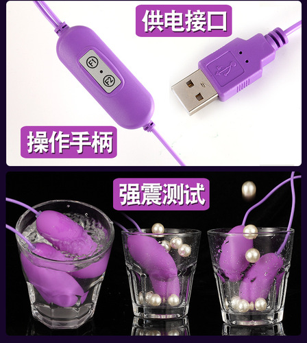 USB variable frequency single jump double vibrator remote control double vibration in-line charging vibrator adult sex toys wholesale