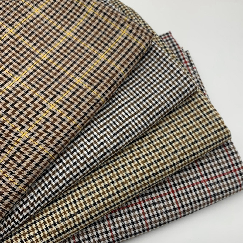 厂家供应 新款tr全涤千鸟格格子布料 连衣裙衬衫服装面料批发