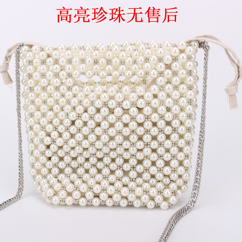爆款2019年新款串珠包女珍珠包饰单肩斜挎女缩口手工手提包批发