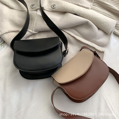 女包2019新款韓國百搭撞色馬鞍包ins超火複古港風單肩斜挎包壹