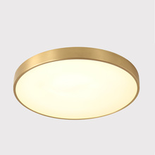 现代北欧卧室吸顶灯全铜超薄led圆形方形简约大气温馨美式室灯