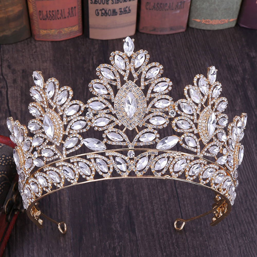 Fashion Oval Crown Alloy Hollow Out Inlay Rhinestones Crown 1 Piece display picture 2