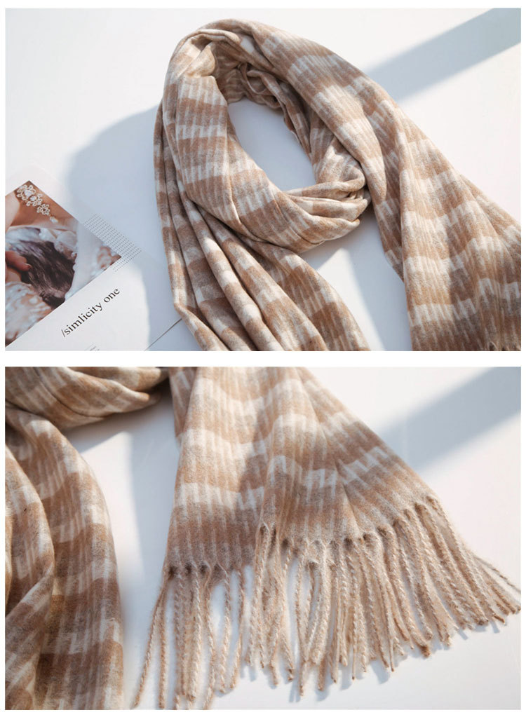 Small Houndstooth Scarf Female Winter Long Imitation Wool Fringed Scarf display picture 12