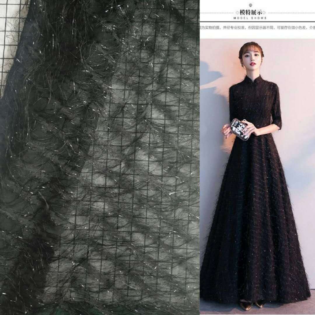 爆款无弹涤纶雪纺须须流苏剪花 亮晶晶 上衣 时装等面料 颜色现货