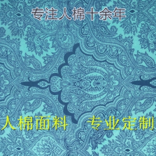 梭织印花面料 淡青色线条印花 绍兴布料批发市场 传统服装风格