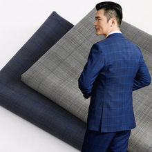 春秋时尚休闲男士西装面料 全毛 精纺 羊毛格子面料 现货供应