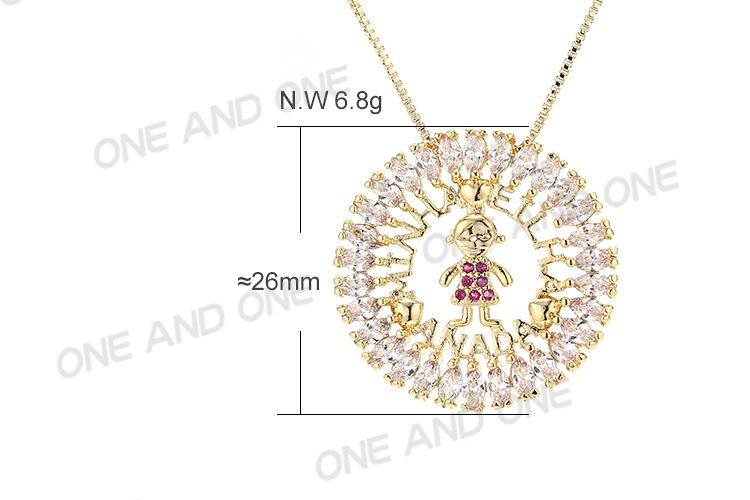 7g Weight Nihaojewelry Wholesale Jewelry Simple Micro-inlaid Colored Zircon Boy And Girl Pendant Necklace