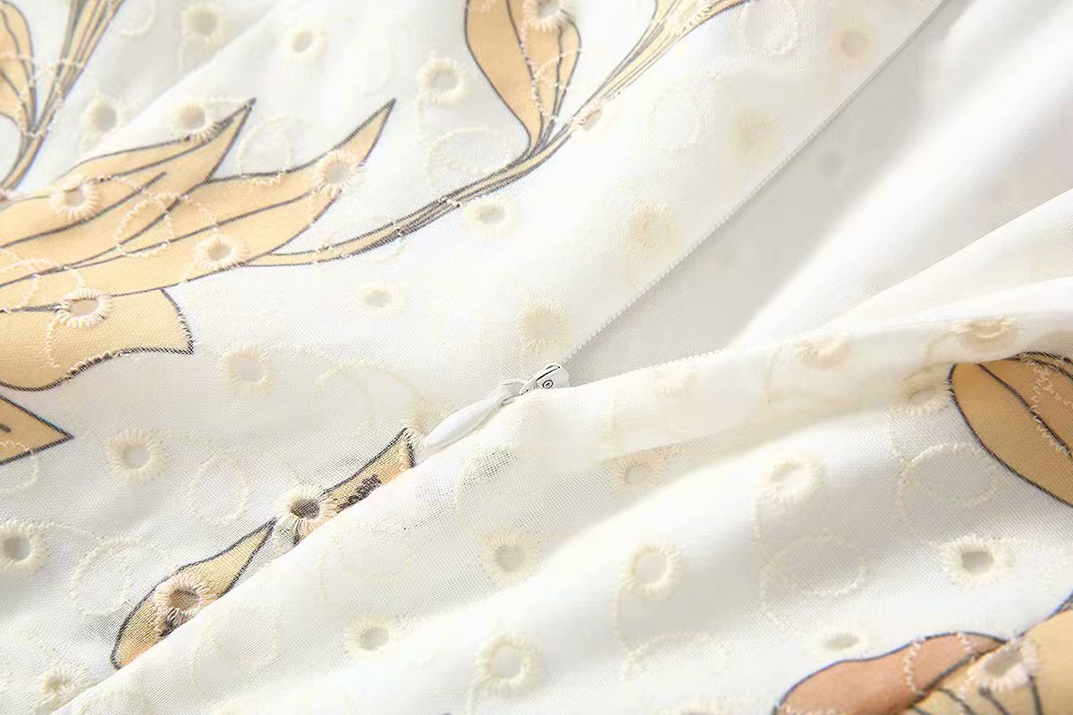 1225-01 花边辫子拼接连衣裙 码数SMLXL面料绣品+