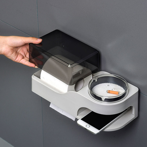 Creative home punch-free hotel paper towel holder toilet tissue box with ashtray wholesale