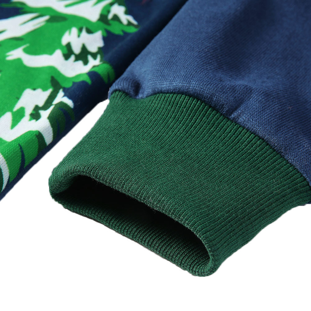 Sudadera con capucha navideña hombre estampado ciervo color block_voghion.com