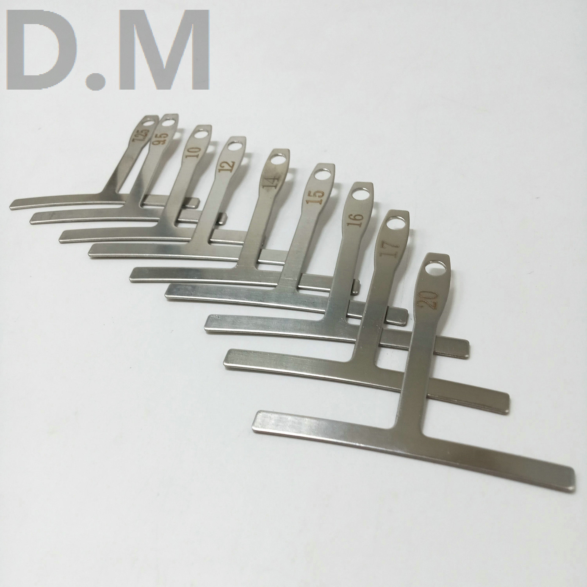 Venta caliente guitarra herramientas guitarra alambre diapasón cuello Radian Regla de medición de nueve piezas de acero inoxidable T-tipo radian regla