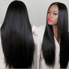 Wig for women, black, middle part, long straight hair